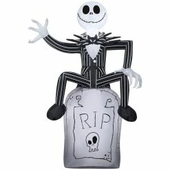 Gemmy Airblown Inflatable Jack Skellington on Tombstone, Self-Inflates, G-74039