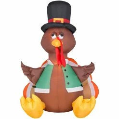 Gemmy Outdoor Airblown Inflatable Happy Turkey, Self-Inflates, G-26396