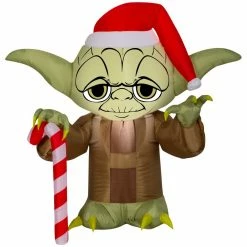 Gemmy Airblown-Stylized Yoda with Santa Hat Inflatable Decor, G-114961