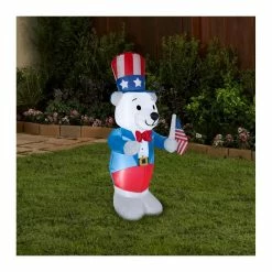 Gemmy Airblown Inflatable Fourth of July White Bear, 6 ft., G-49624 -Gemmy Online Store 1485538 A1