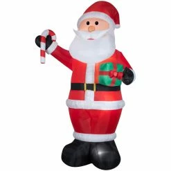 Gemmy Airblown Inflatable Santa with Gift and Candy Cane