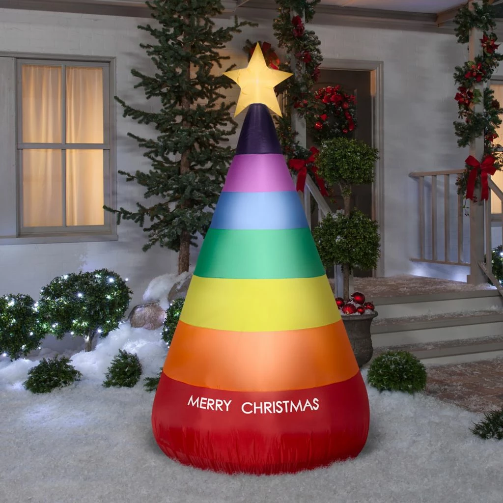 Gemmy Airblown Inflatable Rainbow Christmas Cone Tree 4 Gemmy Airblown Inflatable Rainbow Christmas Cone Tree - Image 2