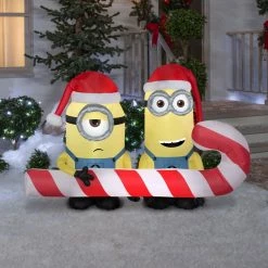 Gemmy Airblown Inflatable Minions Carrying Candy Cane -Gemmy Online Store 1572850 A1