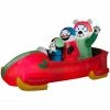 Gemmy Animated Airblown Penguin with Snowman on Bobsled Decor, G-88259