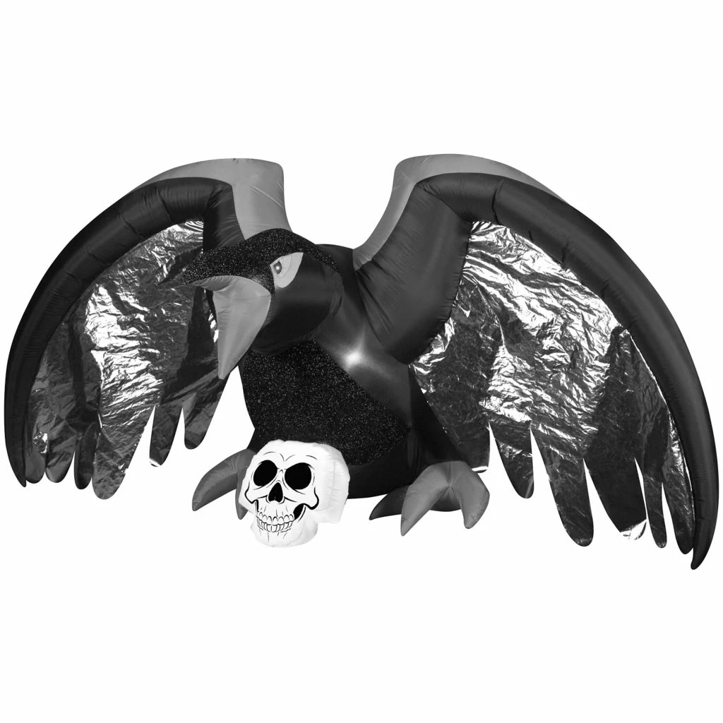 Gemmy Airblown Mixed Media Crow with Skull Inflatable Decoration, G-224694 3 Gemmy Airblown Mixed Media Crow with Skull Inflatable Decoration, G-224694