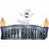 Gemmy Airblown-Ghost with Happy Haunting Sign-LG Scene