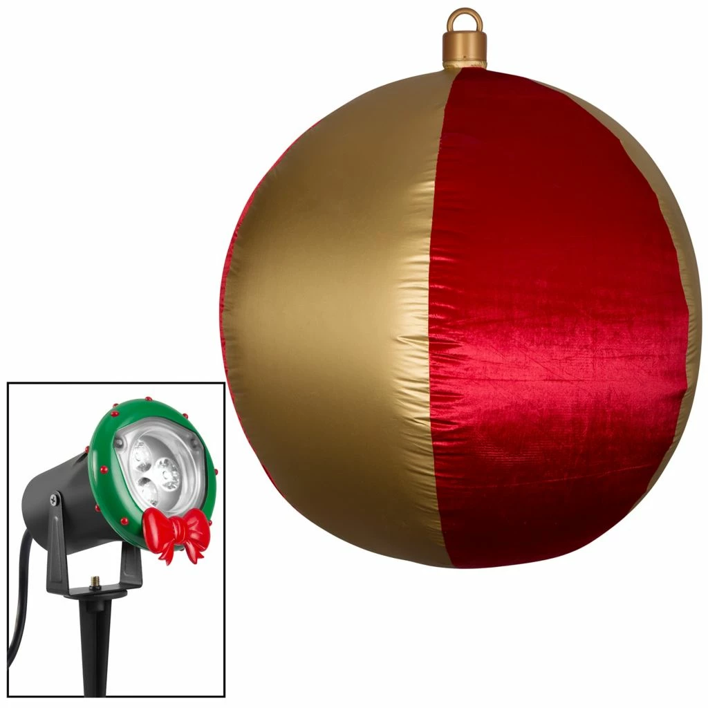 Gemmy Airblown Mixed Media Hanging Velvet Ornament, Round Vertical Stripes with External Spotlight 3 Gemmy Airblown Mixed Media Hanging Velvet Ornament, Round Vertical Stripes with External Spotlight