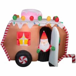 Gemmy Animated Airblown Inflatable Gingerbread Trailer