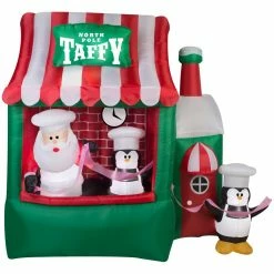 Gemmy Animated Airblown Inflatable North Pole Taffy Stand