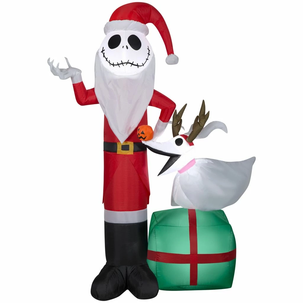 New! Gemmy Airblown Inflatable Jack Skellington as Santa and Zero Wearing Antlers, G-117716 3 New! Gemmy Airblown Inflatable Jack Skellington as Santa and Zero Wearing Antlers, G-117716