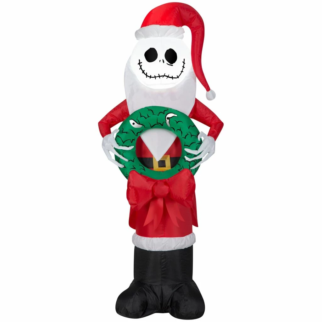 New! Gemmy Airblown Inflatable Jack Skellington in Santa Suit with Wreath, G-118986 3 New! Gemmy Airblown Inflatable Jack Skellington in Santa Suit with Wreath, G-118986