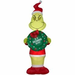 New! Gemmy Airblown Inflatable Grinch with Wreath, G-119314